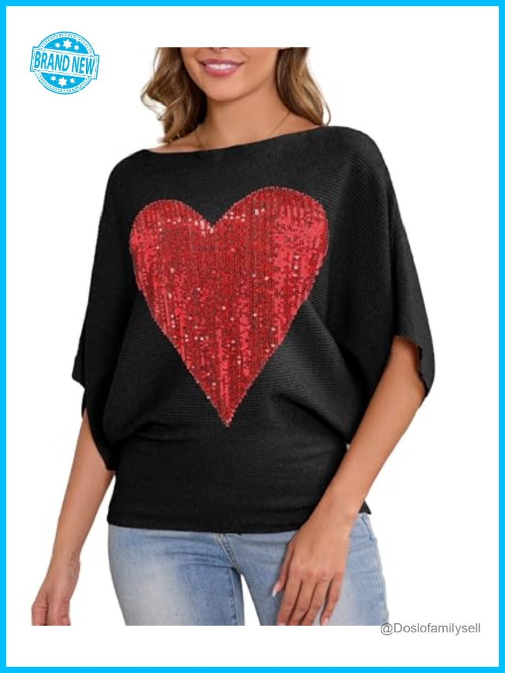 Batwing Dolman Sleeve Knitted Pullover Sweater Boat Neck Cropped Top